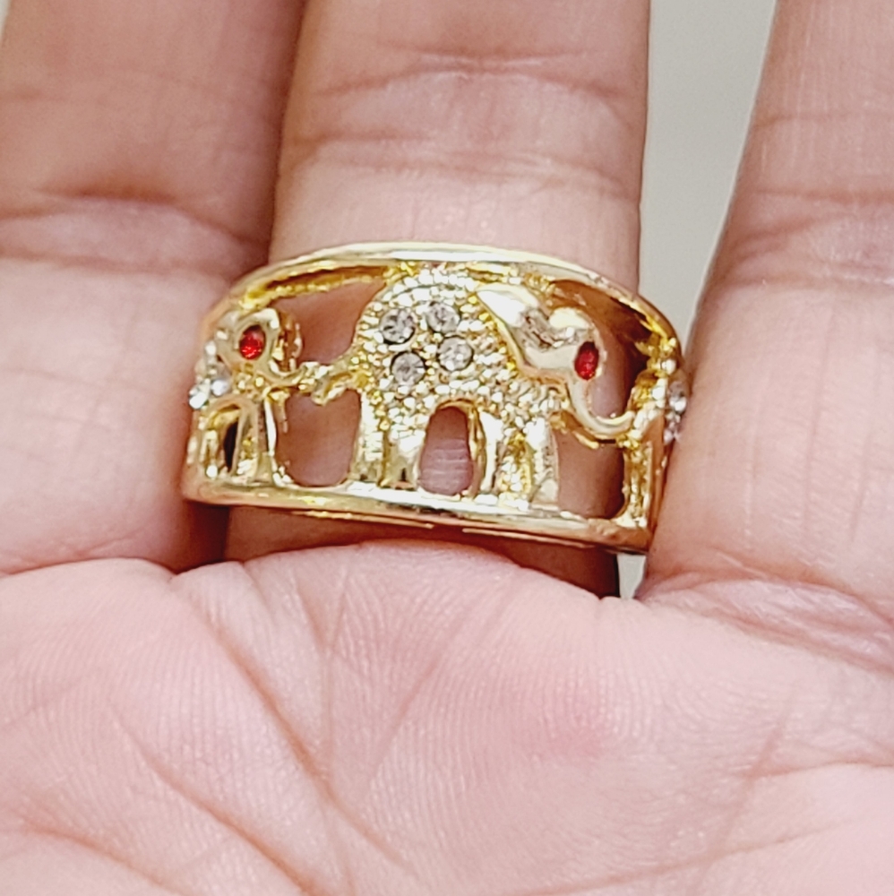 Elephant Ring. 14K Gold Plated. New